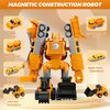 Magnetic Transform Engineering Car Assembled Toys with Storage Box, Robot Magnetic Blocks Toy, Construction Vehicle Engineering Cars for Kids Ages 3-7 Outdoor Toddler Activities Toys (35 Pieces)