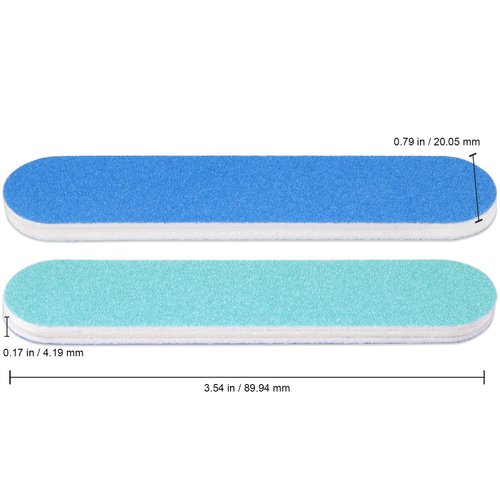 25pcs - PANA Mini Double-Sided Emery Nail File for Manicure, Pedicure, Natural, and Acrylic Nails - Blue/Light Blue (Grit 80/80)