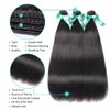 ALLRUN Straight Human Hair Bundles with Frontal 13x4 Ear to Ear Brazilian Straight Virgin Hair 3 Bundles with Lace Frontal Human Hair Extensions(14 16 18+14Lace Frontal)