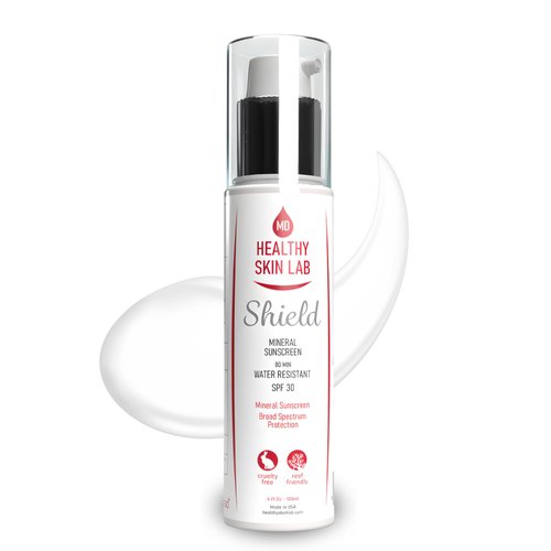Healthy Skin Lab Shield, Moisturizer & Mineral Sunscreen SPF 30, Broad Spectrum For Face & Body, Zinc Oxide & Titanium Dioxide For Protecting & Hydrating Sensitive Skin, Dermatologist Recommended, 4oz