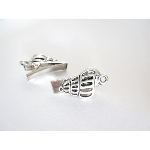 2 extra tiny small silver seashell metal alligator hair clip for fine thin hair