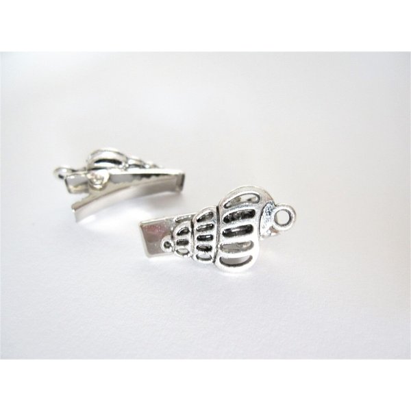2 extra tiny small silver seashell metal alligator hair clip for fine thin hair