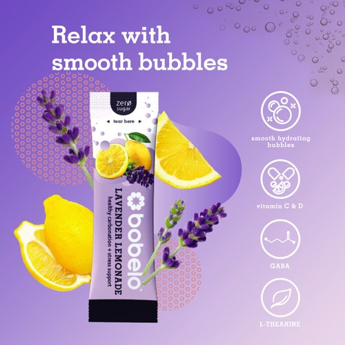 Bobelo Self Carbonating Hydration Packets, Lavender Lemonade, 30 Pack, Sparkling Water & Soda Alternative, Sugar Free Electrolytes Powder Packets, Water Enhancer Drink Mix, Low Calorie, Keto Friendly