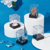 FINGERINSPIRE 4 Pcs Small Rectangle Plastic Collectibles Case 1.5x1.5x2.7inch Black Base Clear Lid Storage Box Mini Dustproof Protection Display Box for Action Figures Miniature Doll Models Crystals