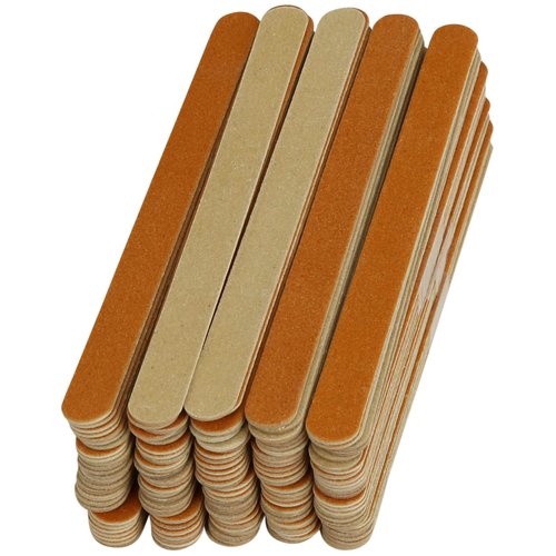 Iconikal 2-Sided Manicure Pedicure Tool Wood Emery Board, 5-Inch, Wood, 140-Pack for Filing, Shaping, Contouring