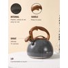 Tea Kettle, 2.7 Quart BELANKO Teapot for Stovetops Wood Pattern Handle with Loud Whistle Food Grade Stainless Steel Tea Pot Water Kettle - Gray
