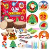 Christmas Crafts for Kids, Christmas Wooden Painting Kit Glow in the Dark Christmas Ornaments, Wood Slice Arts & Crafts Activities Kits Christmas Gifts Bulk Party Favors for Kids 5 6 7 8 9 10 11 12