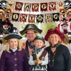 Pirate Birthday Party Decorations Happy Birthday Pirate Theme Party Set Total 103PCS, Include Happy Birthday Banner Cake Cupcake Toppers Hanging Swirls Balloons Table Cover for Kids Boys Birthday