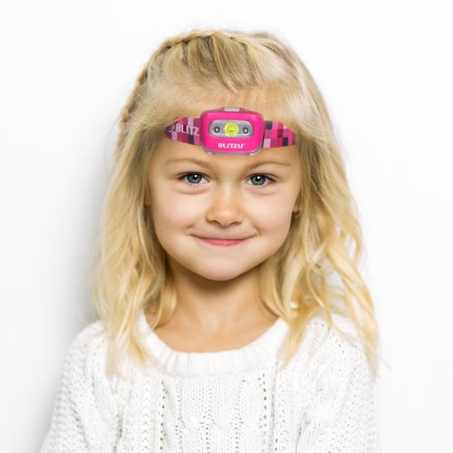 BLITZU, Hands-Free Headlamp, Long Range, Non-Slip Grip, High Power, Impact Resistant, Adjustable Light Modes, Battery Powered, Pink