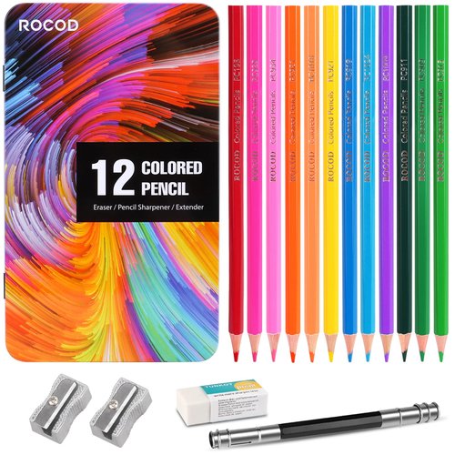 ROCOD 12-Color Colored Pencils Professional Coloring Pencils for Kids and Adults Art Color Drawing Pencil Set
