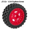 RcarmubWow RC Wheels and Tires for 1/18 Typhon Grom RC Crawler Car,RC Buggy Wheels & Rubber Tires,RC Truck Tires RC Wheels,4pcs,Red