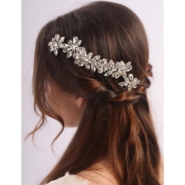 Rumtock Crystal Beads Sparkle Hair Pieces Set Comb and Pins Jewelry Wedding Handmade Hair Accessories for Brides