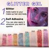 CAHIUYOA 2PCS Blue Red Body Glitter Stick Multiuse Glitter Gel for Face Body Hair Lip Eyes Glitter Makeup Stick Holographic Sequins Face Paint Hair Glitter Gel for Kids Women