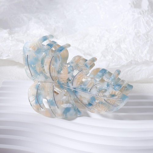 Big Hair Claw Clip 3.5 inch Acrylic Leaf Strong Hold Hair Jaw Clips Banana Barrettes Grip Non-Slip for Women Girls Thick Thin Spring Hair Accessories Hawaii Tropical Party Gift