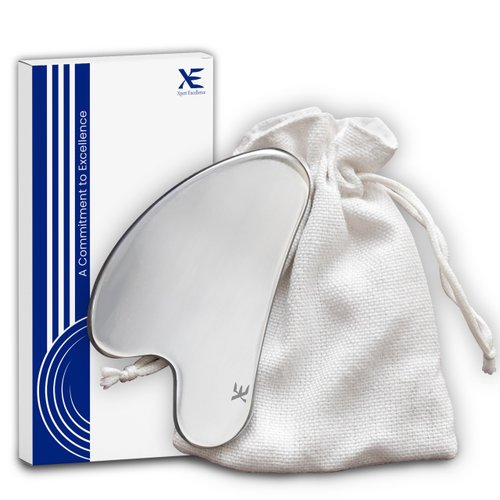 XE Stainless Steel Gua Sha Facial Tools – Heart Shaped Face Massager for Jawline Sculpting and Puffiness Reducing, Metal Guasha Skin Massage Tool for Face, Body, Eyes and Neck
