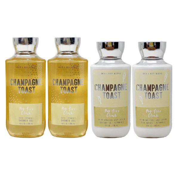 Bath & Body Works Champagne Toast - 4 Piece - 2 Shower Gel and 2 Body Lotion.