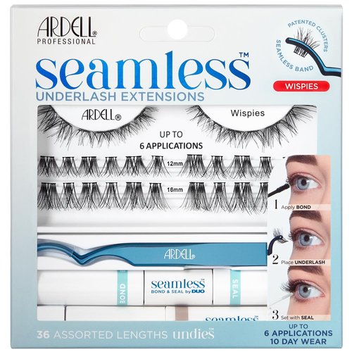 Ardell Seamless Underlash Extensions Wispies Kit, 36 Assorted Lengths, Customizable DIY Lash Clusters, Includes Bond & Seal, Remover, Applicator for Natural Lashes, 1- Pack