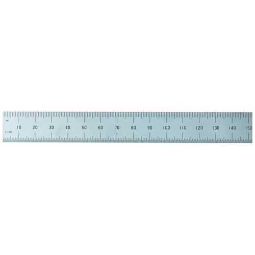 Shinwa H-3412A 6" 150 mm Rigid English Metric Zero Glare Satin Chrome Stainless Steel E/M Machinist Engineer Ruler/Rule with Graduations in 1/64, 1/32, mm and .5 mm