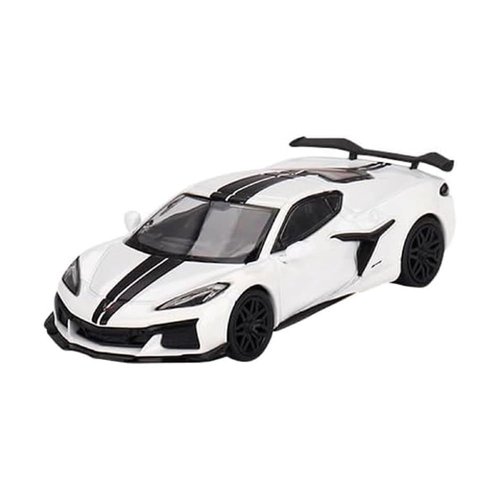 True Scale Miniatures Model Car Compatible with Chevrolet Corvette Z06 2023 Arctic White 1/64 Diecast Model Car Mini GT MGT00677