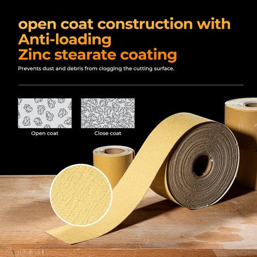 toolant 400 Grit Sandpaper Roll, 2-3/4" Wide 20 Yard Longboard Self Adhesive PSA Stickyback Sand Paper for Woodworking, Metal, Plastic, Automotive, Sanding Blocks