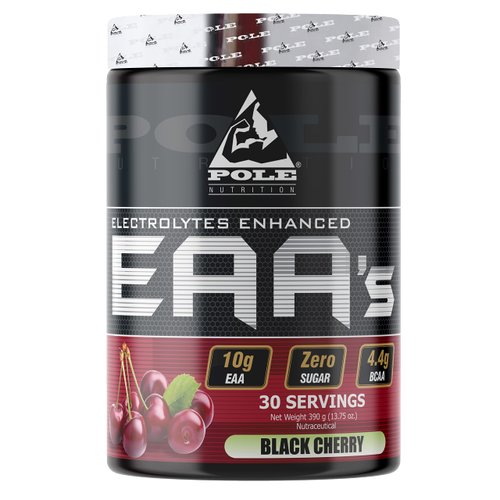 Pole Nutrition EAA Electrolytes Enhanced | Zero Sugar, Flavoured | 390 Gram 30 Servings (Black Cherry)
