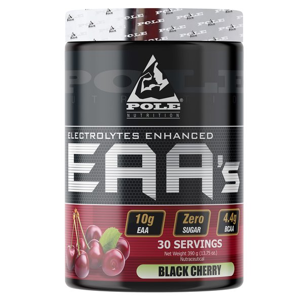 Pole Nutrition EAA Electrolytes Enhanced | Zero Sugar, Flavoured | 390 Gram 30 Servings (Black Cherry)