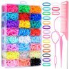 2000 Pcs Elastic Hair Rubber Bands for Girls, 24 Colors Small Girl Hair Ties Baby Hair Ties Elastic Rubber Bands with Hair Loop Styling Tool Hair Accessories for Toddler Baby Girl Hair
