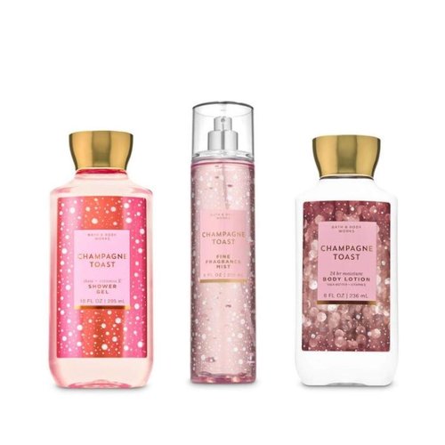 Bath & Body Works - Champagne Toast - Daily Trio - Shower Gel, Fine Fragrance Mist & Super Smooth Body Lotion (Packaging Varies)