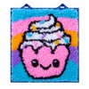 LatchKits Latch Hook Kit for Wall Hangings & Mini-Rugs - Cupcake - Craft Kit with Easy, Color-Coded Canvas, Pre-Cut Yarn & Latch Hook Tool - Perfect DIY Craft for Kids - Ages 6+