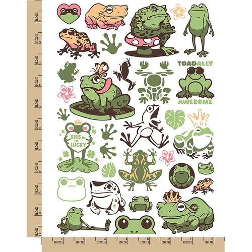 Frogs Toads Amphibians Temporary Tattoo Water Resistant Fake Body Art Set Collection - Color (One Sheet)