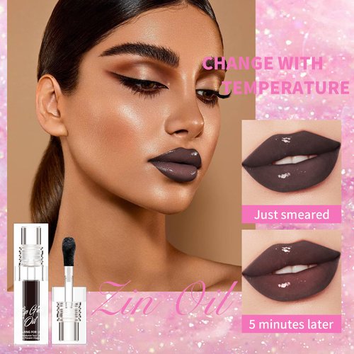 Color Changing Lip Oil,Magic Color Changing Moisturizing Lip Glow Oil,Plumping Glimmer Hydrating Glow Lipstick,Long Lasting Lip Glow Oil, Nourishing Repairing & Non-sticky Primer Lip (#06, 0.12 Fl Oz)