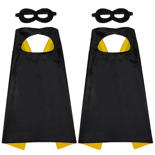 AODAI Superhero Capes for Kids Halloween Costumes and Dress up - Superhero Toys Capes 4-10 Year for boys birthday party Gifts(Black-2PCS)