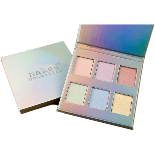 Highlighter Makeup Eyeshadow Pallet - Holographic Eyeshadow Make up Pallets for Women - Makeup Highlighter for face & body - Naked Cosmetics Holographic Highlighter Palette 6 Shades
