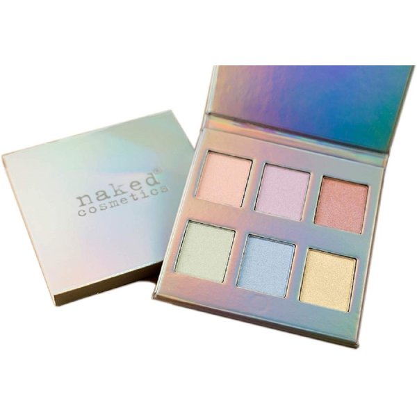 Highlighter Makeup Eyeshadow Pallet - Holographic Eyeshadow Make up Pallets for Women - Makeup Highlighter for face & body - Naked Cosmetics Holographic Highlighter Palette 6 Shades