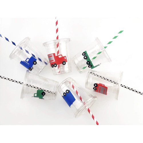 Semi Truck Party Cups, Transportation Birthday, Big Rig, Automobiles, Boy First Birthday, Baby Shower, Disposable Plastic Cups, Set of 12