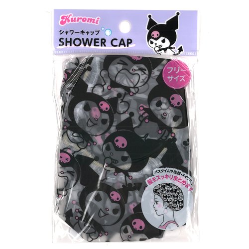 Friend Sanrio Kuromi Shower Cap, Elastic Reusable EVA Plastic Bathing Hair Cap