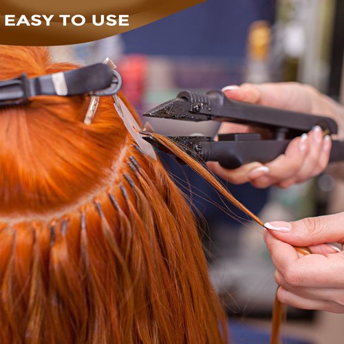 TopWigy Professional Hair Extensions Tool Hair Connector Fusion Heat Iron Connector Wand Temperature Adjustable Melting Tool with US Plug (Black B-tip)