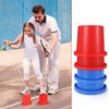 Meooeck 2 Pairs Walking Stilts Balancing Bucket Stilts Cup Thickened Plastic Stilts with Adjustable Rope for Kid Balance Coordination Birthday Playground Game Party Favor(Red, Blue)