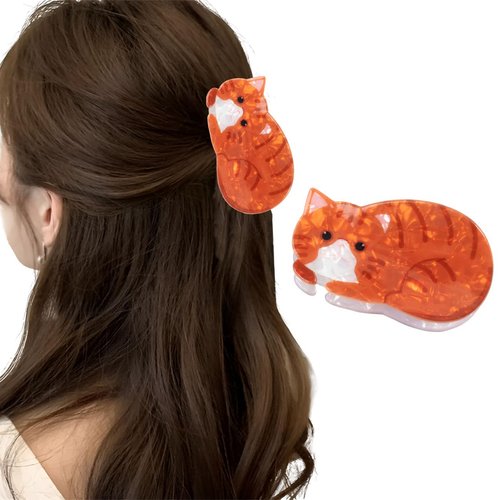 Cute Cat Paw Hair Clips – Cute Hair Accessories for Women and Girls, Great as Gifts for Friends and Family Funny Hair Clips (Orange cat (8.5 * 5cm))