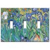 Art Plates - Triple Gang Toggle Decorative Metal Wall Plate - Van Gogh: Irises - (Made in USA)