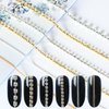 JERCLITY 4 Packs of 24 Strips Nail Chains for Nail Art Gold Silver Alloy Metal Nail Art Chains Gold Nail Charms Punk Nail Studs Jewelry Accessories for Women Nail Art