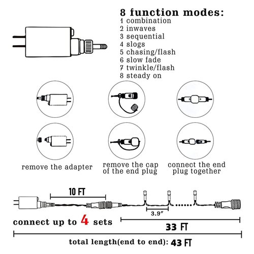 Dazzle Bright Christmas String Lights, 100 LED 33 FT Connectable Fairy Lights with 8 Modes, Waterproof Christmas Decorations for Indoor Outdoor Holiday Party Home Tree Decor (Multi-Colored)