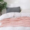 BOURINA Throw Blanket Textured Solid Soft Sofa Throw Couch Cover Knitted Decorative Blanket, 50" x 60" Pink