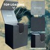 binirin Card Deck Box for Trading Cards with 1 Divider, PVC Free Card Storage Box Fits 100+ Sleeved Cards, PU Leather Strong Magnet Closure Card Holder for Magic Commander Yugioh Sports Cards (Black)