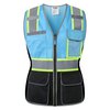 JKWEARSA Safety Vest For Women,High Visibility Reflective Work Vest With Multi Pockets And Zipper,Blue and Black,Small