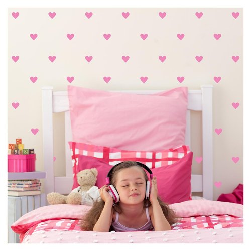 Hearts 2" Set of 120 Wall Pattern Decal Vinyl Stickers (Pink)