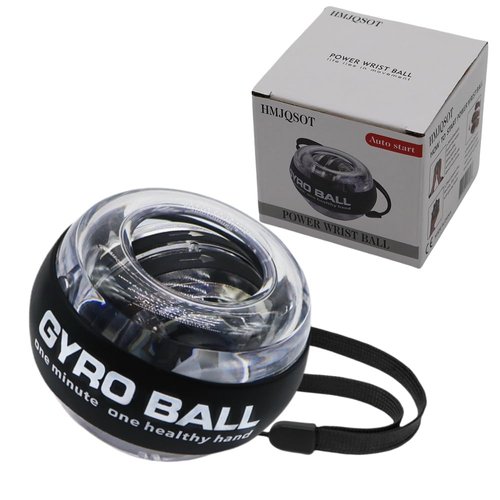HMJQSOT Auto Start Gyro Ball,Wrist Power Ball,Strengthener and Forearm Gyro Ball Wrist Exerciser,Wrist Ball for Strengthen Arms,Wrist Bones Muscles (Black-Without Light)