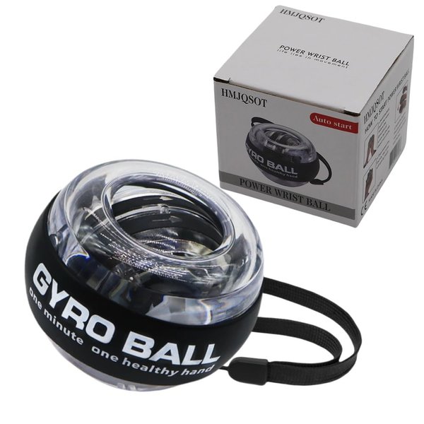 HMJQSOT Auto Start Gyro Ball,Wrist Power Ball,Strengthener and Forearm Gyro Ball Wrist Exerciser,Wrist Ball for Strengthen Arms,Wrist Bones Muscles (Black-Without Light)