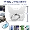 Finger Ring Stands Set Cellphone Ring Holder Transparent Phone Holder 360° Rotation Ring Stand Clear Cell Phone Kickstand Compatible with Most of Phones, Tablets, 2 Pack of Butterfly Silver