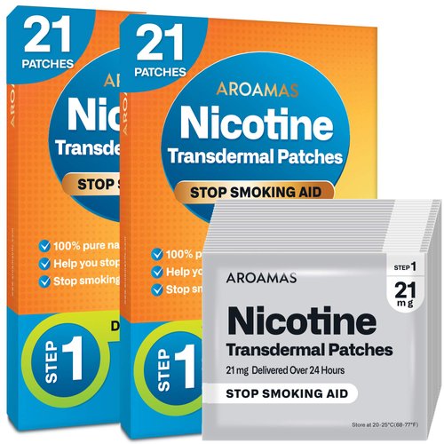 Aroamas Nicotine Patches to Help Quit Smoking, Stop Smoking - Delivered Over 24 Hours Nicotine Tr...